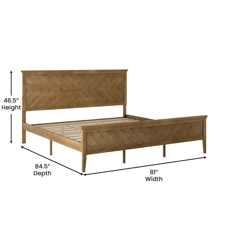 Solid Wood Platform Bed Frame with Headboard and Footboard