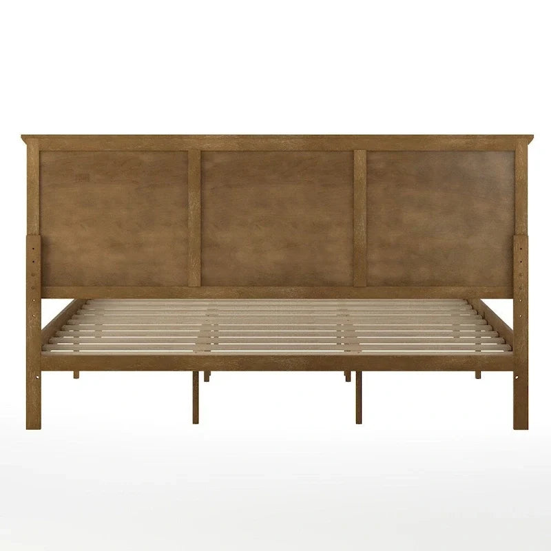Solid Wood Platform Bed Frame with Headboard and Footboard