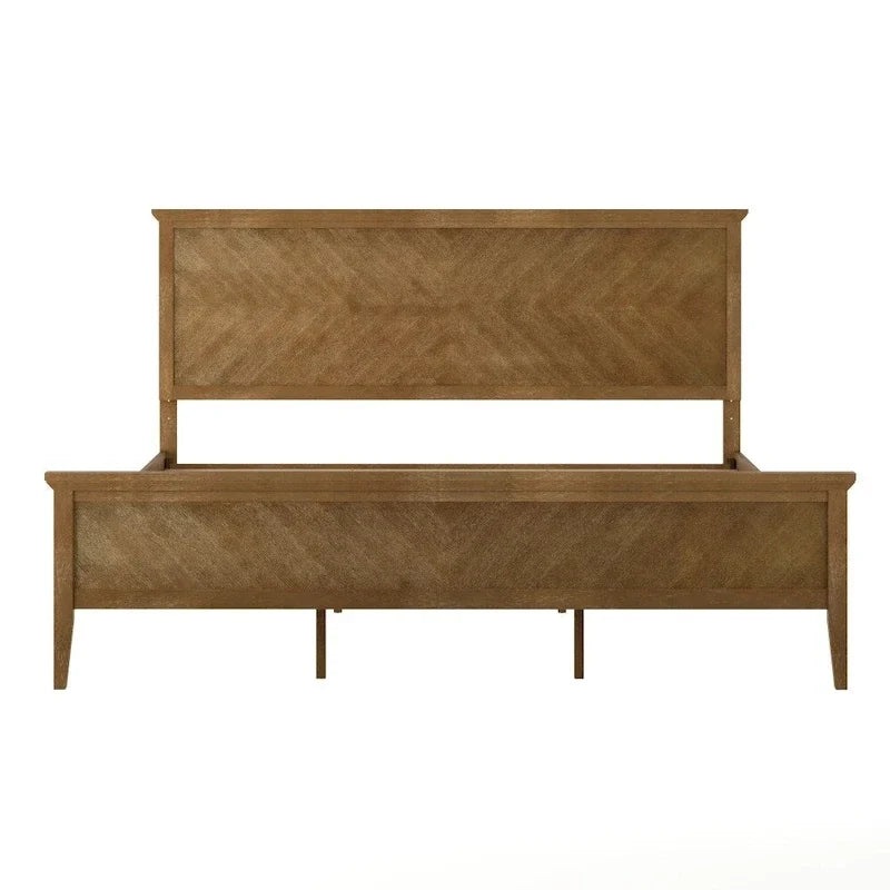 Solid Wood Platform Bed Frame with Headboard and Footboard