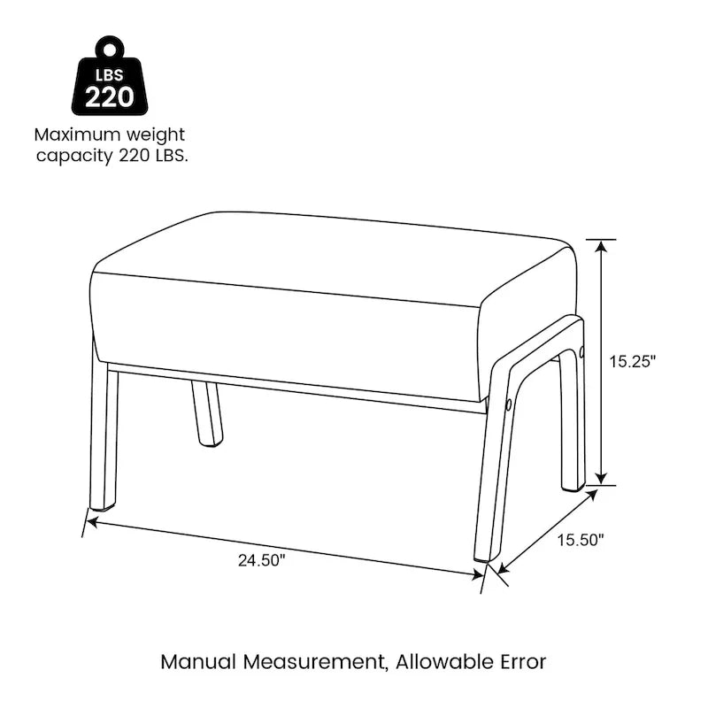 Leatherette Accent Stool With Walnut Rubberwood Legs