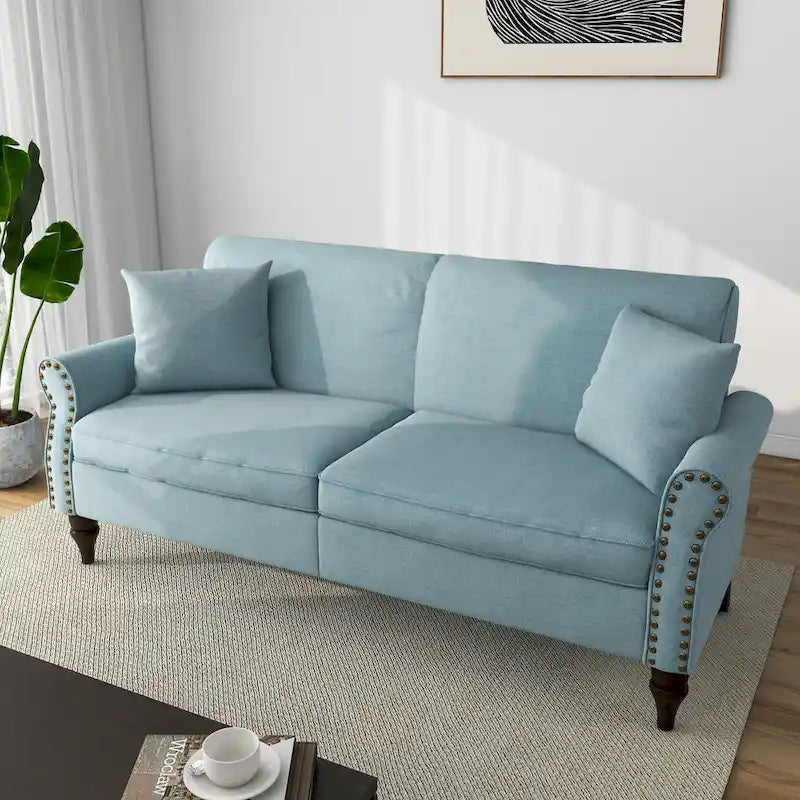 Sofa with Nailhead Trim Rolled Arms