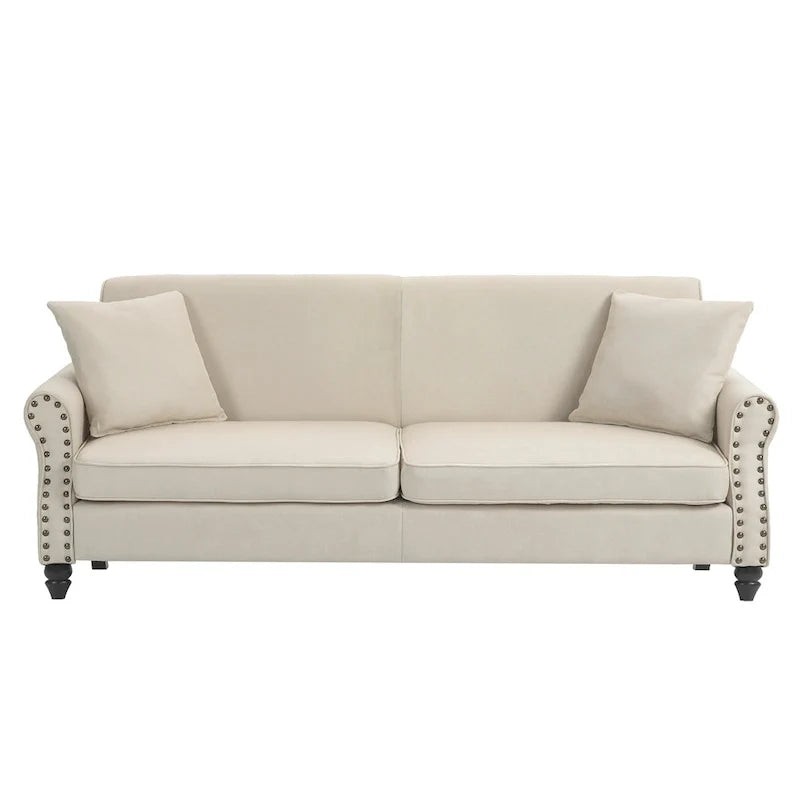 Sofa with Nailhead Trim Rolled Arms