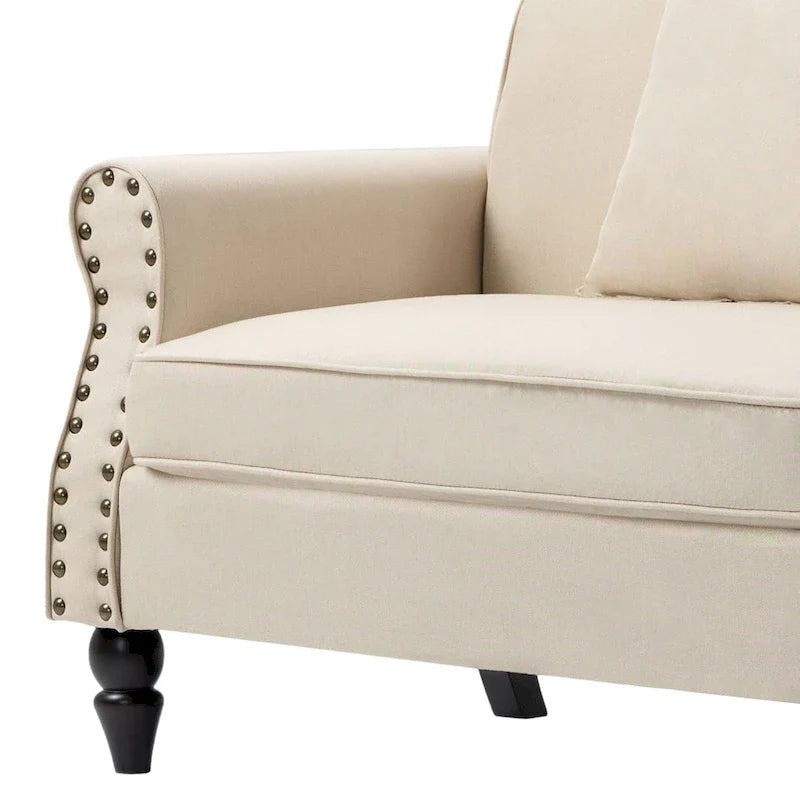 Sofa with Nailhead Trim Rolled Arms