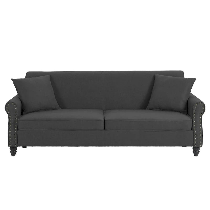 Sofa with Nailhead Trim Rolled Arms