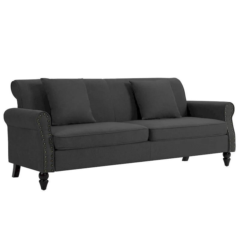 Sofa with Nailhead Trim Rolled Arms