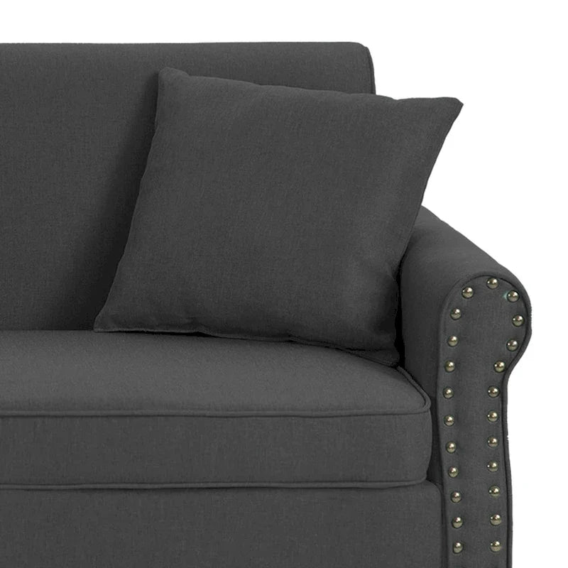 Sofa with Nailhead Trim Rolled Arms