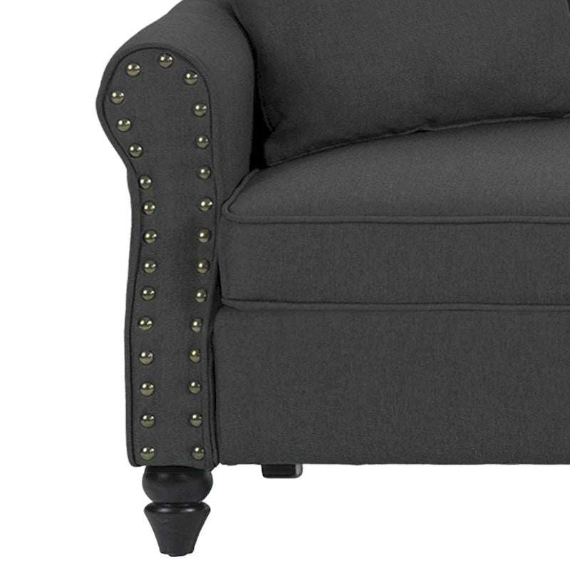 Sofa with Nailhead Trim Rolled Arms
