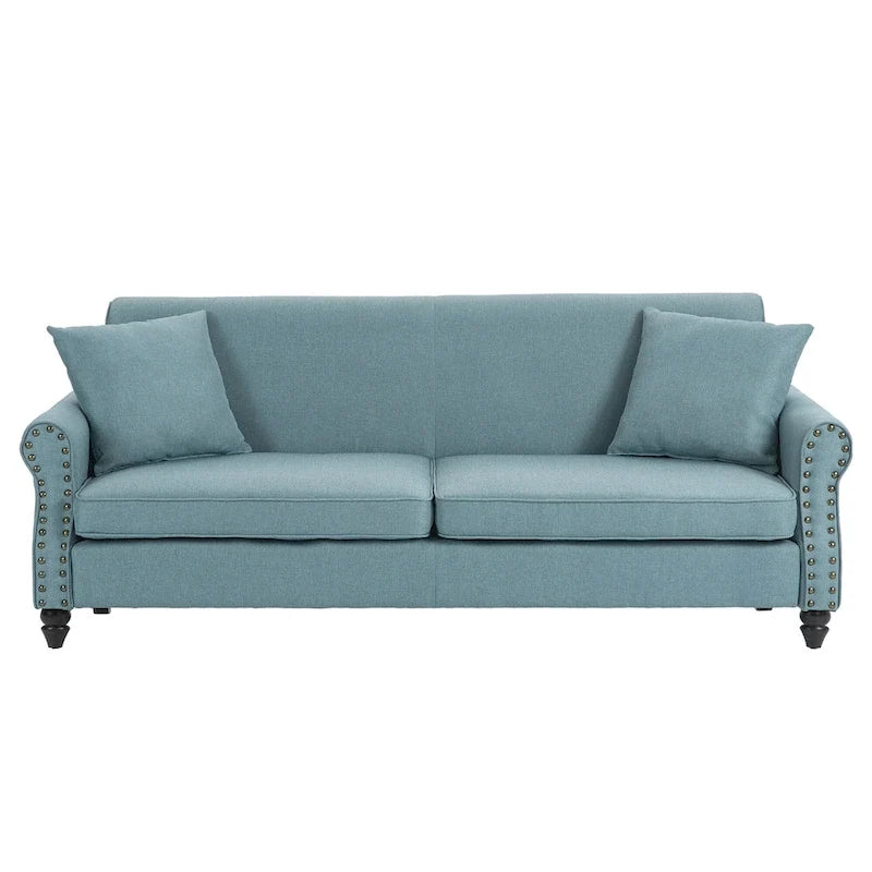 Sofa with Nailhead Trim Rolled Arms