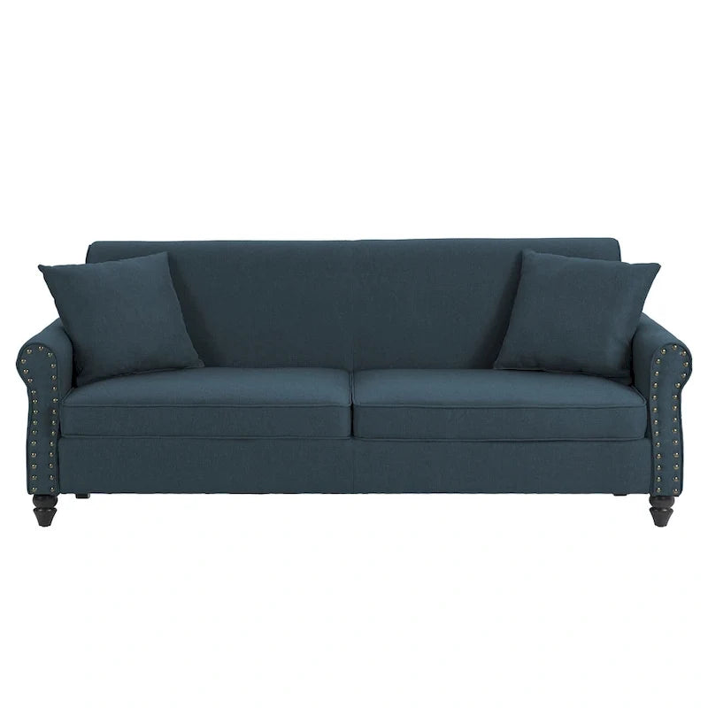 Sofa with Nailhead Trim Rolled Arms