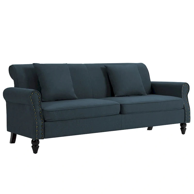 Sofa with Nailhead Trim Rolled Arms