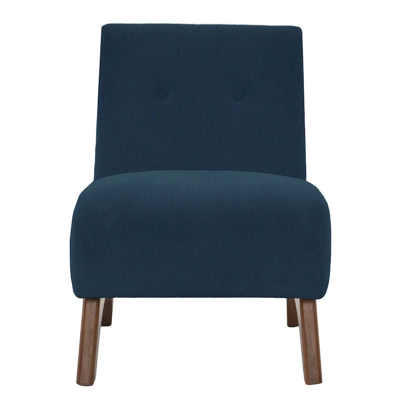 Corduroy Aremless Accent Chair with Solid Wood Legs & Padded Seat