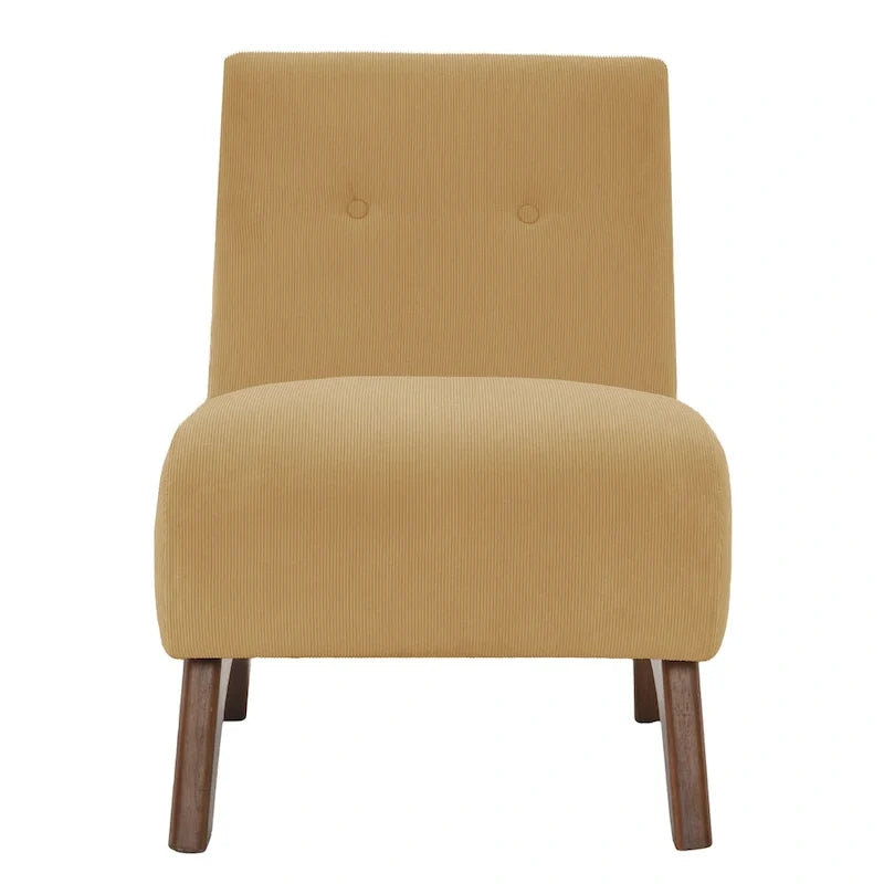 Corduroy Aremless Accent Chair with Solid Wood Legs & Padded Seat