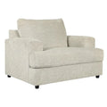 Fabric Upholstered Chair and a Half with T Cushioned Seat, Light Gray