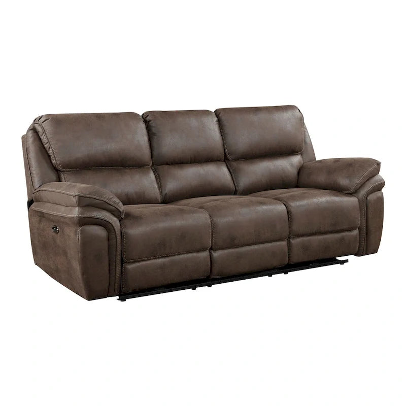 Rozkładana sofa dwuosobowa z elektrycznym mechanizmem, portem USB do ładowania, brązowa, z mikrofibry