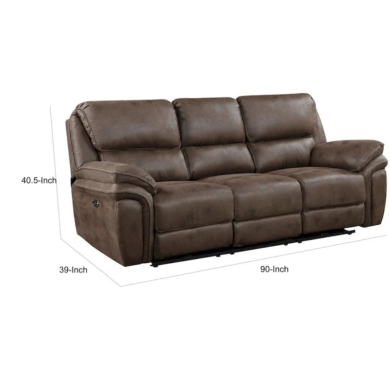 Rozkładana sofa dwuosobowa z elektrycznym mechanizmem, portem USB do ładowania, brązowa, z mikrofibry