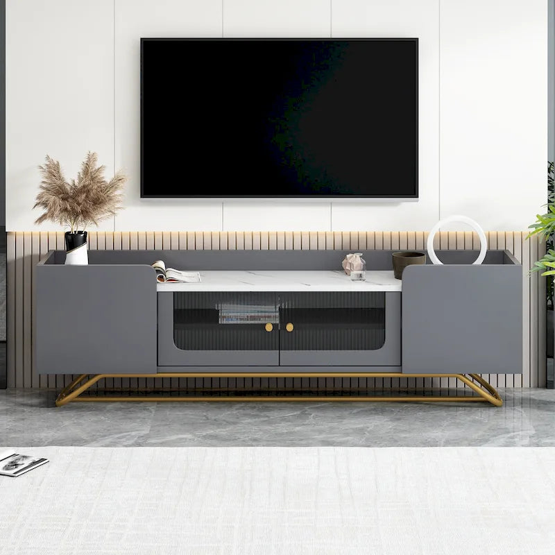 Consolle TV con base a telaio dorato