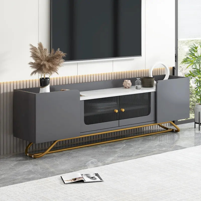 Consolle TV con base a telaio dorato