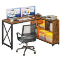 Reversible L Shaped Desk with Storage Shelves Corner Computer Gaming Desk