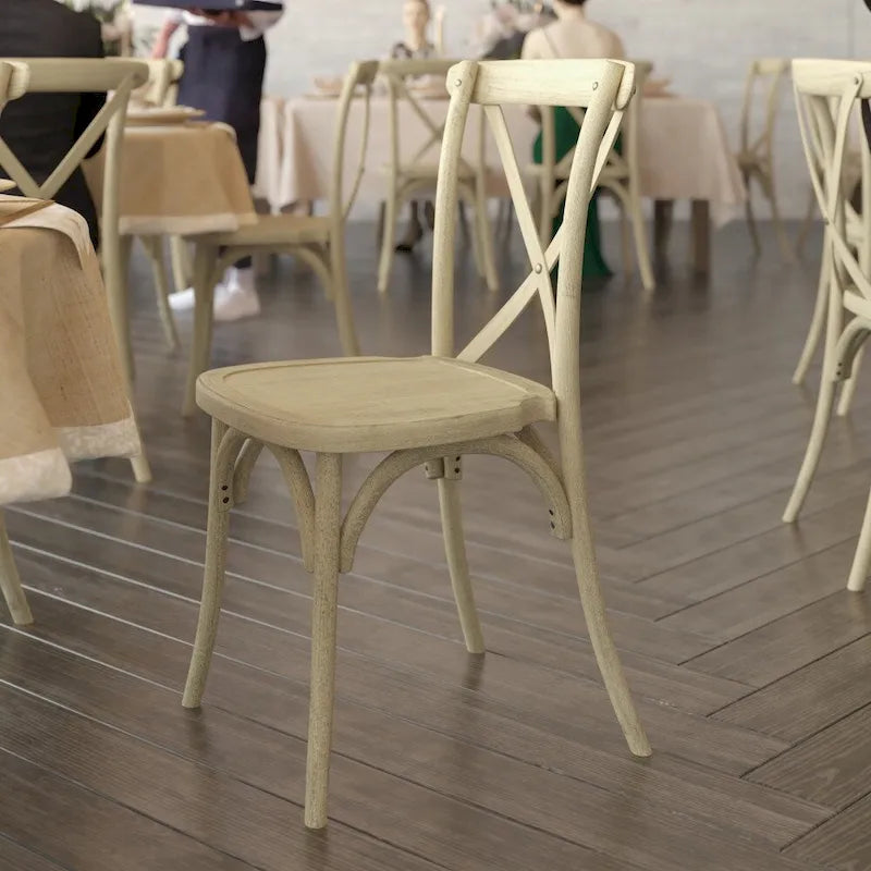 Indoor/Outdoor Commercial Grade Wood Look Resin Cross Back Chair