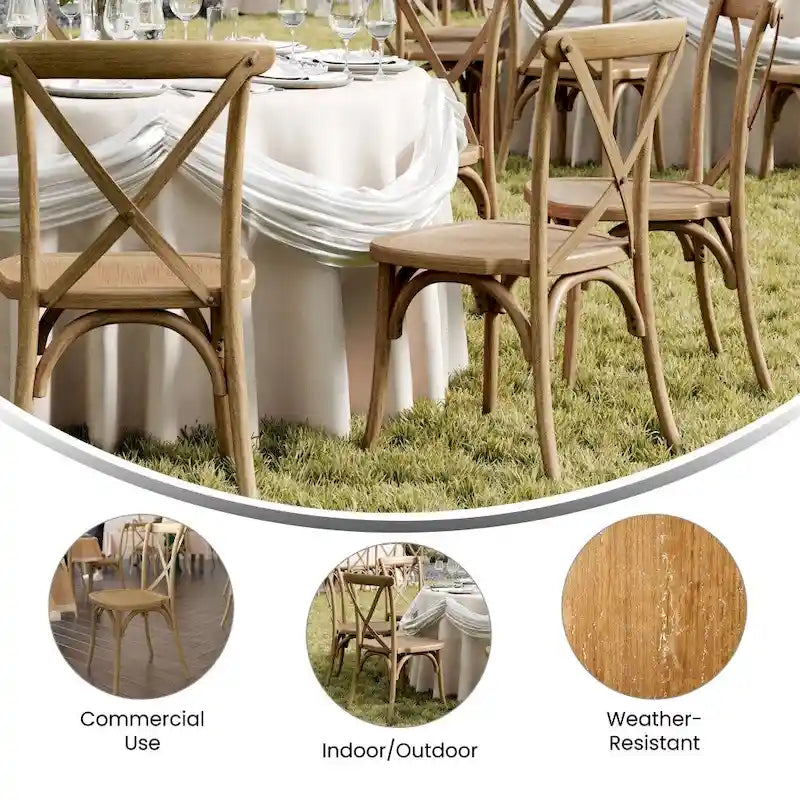 Indoor/Outdoor Commercial Grade Wood Look Resin Cross Back Chair