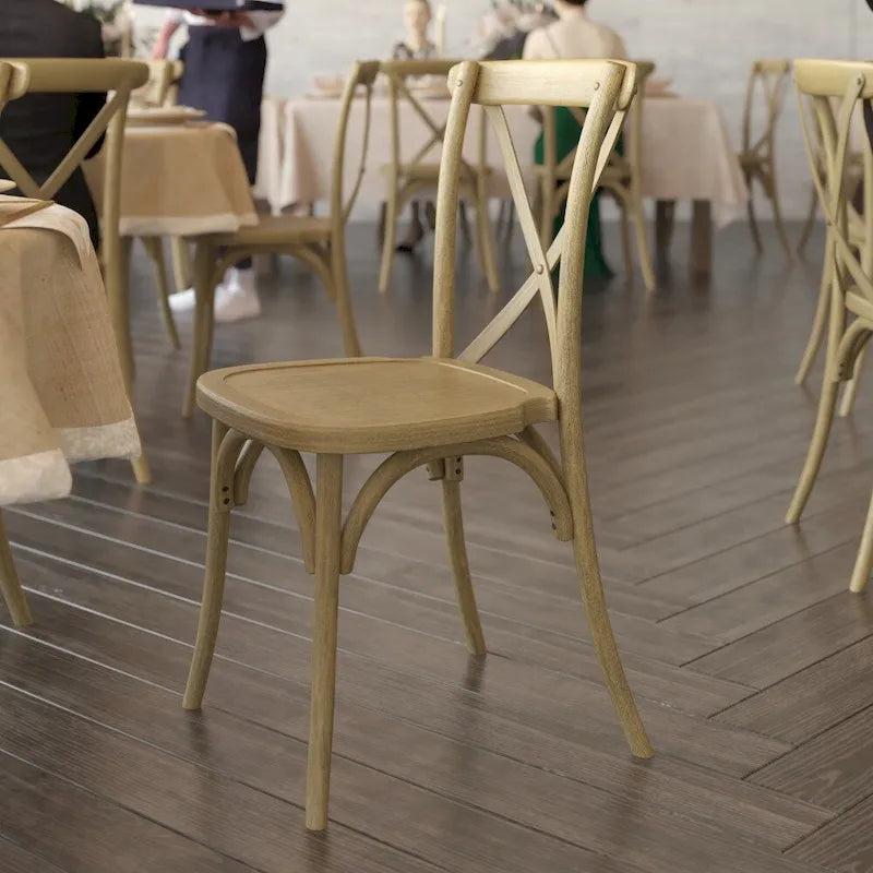 Indoor/Outdoor Commercial Grade Wood Look Resin Cross Back Chair