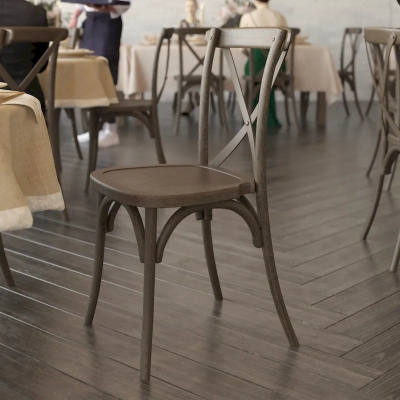 Indoor/Outdoor Commercial Grade Wood Look Resin Cross Back Chair