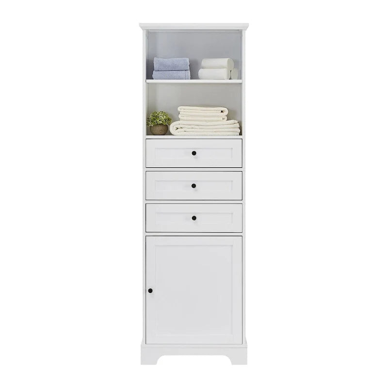 Freestanding Bathroom Cabinet with 3 Drawers and Adjustable Shelves