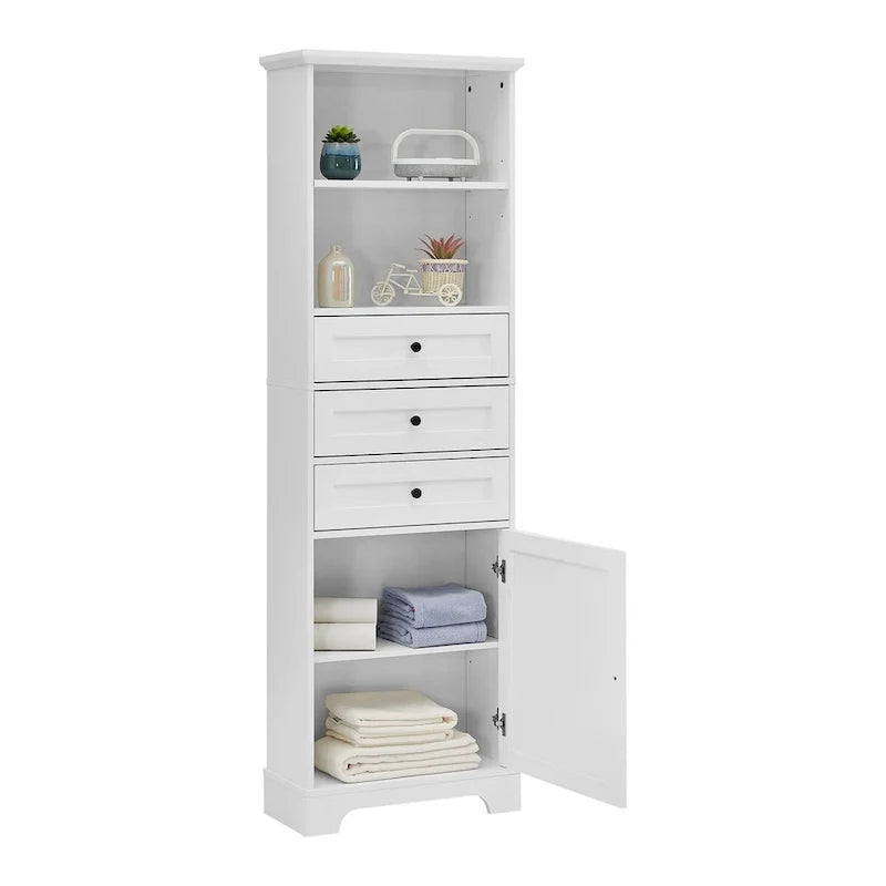 Freestanding Bathroom Cabinet with 3 Drawers and Adjustable Shelves