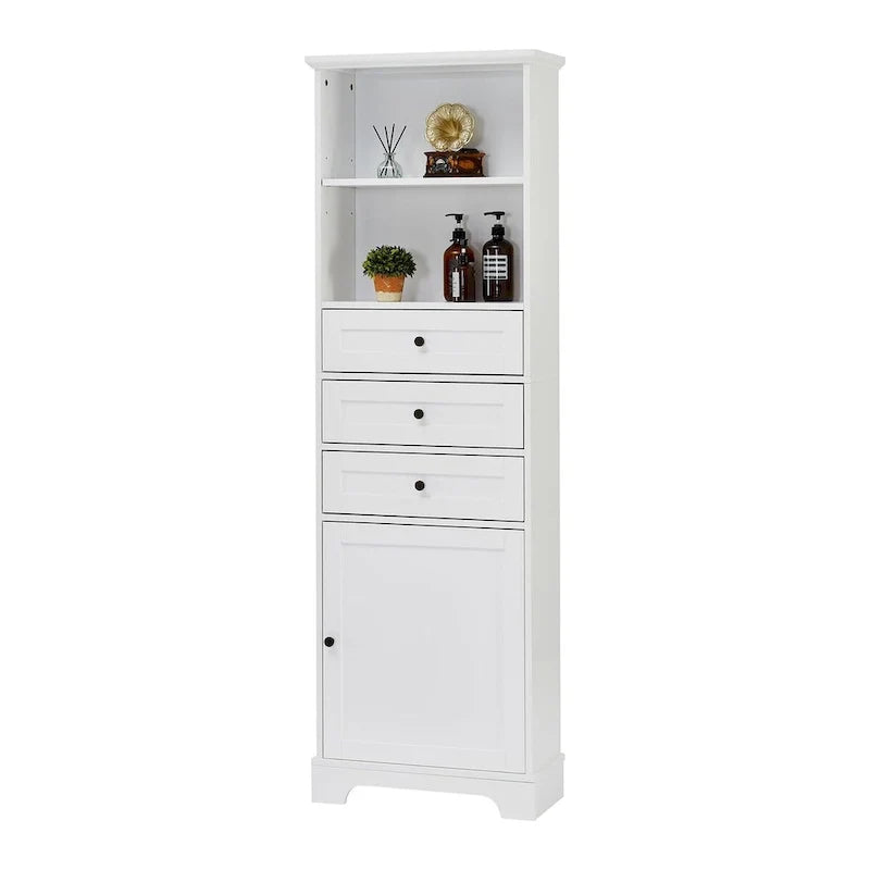 Freestanding Bathroom Cabinet with 3 Drawers and Adjustable Shelves